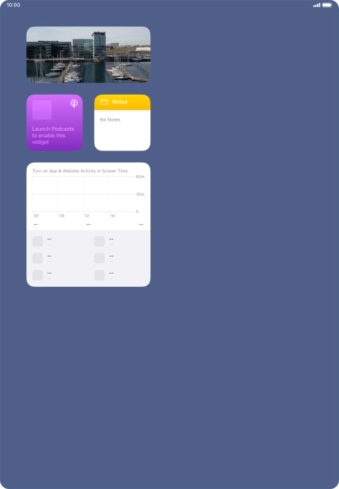 Slide your finger up or down on the screen to see more widgets. Slide your finger up or down on the screen to see more widgets.