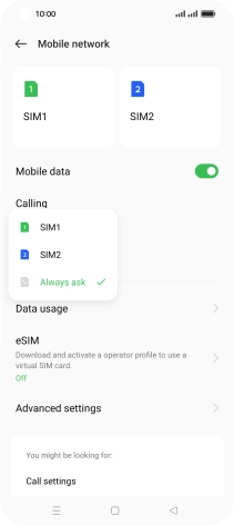 Press the required setting. Press the required setting.