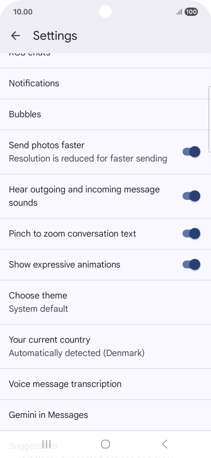 Press Gemini in Messages.