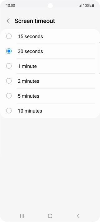 Press the required setting.