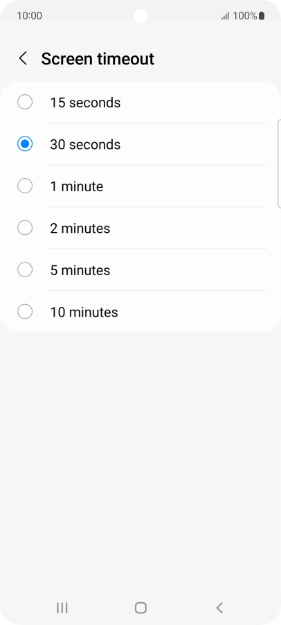 Press the required setting.