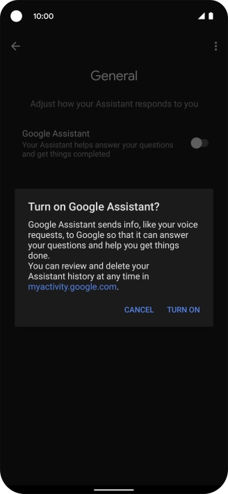 If you turn on the function, press TURN ON.