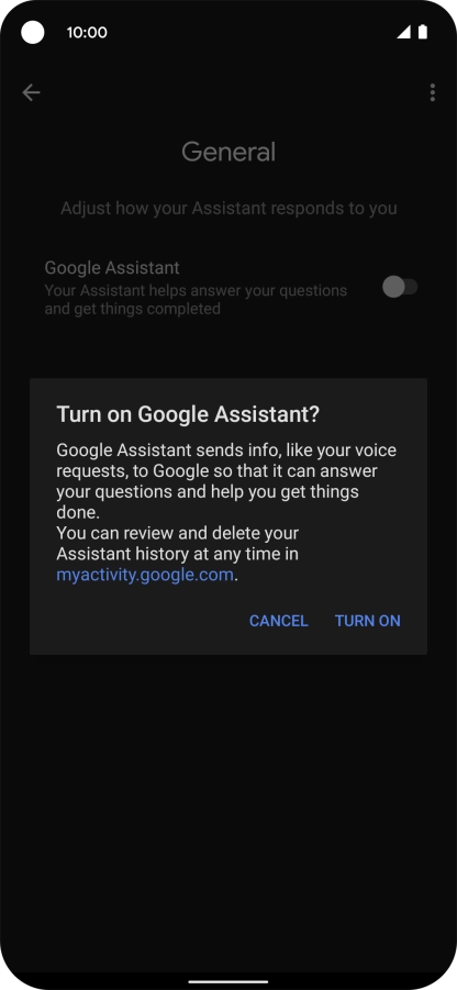If you turn on the function, press TURN ON.