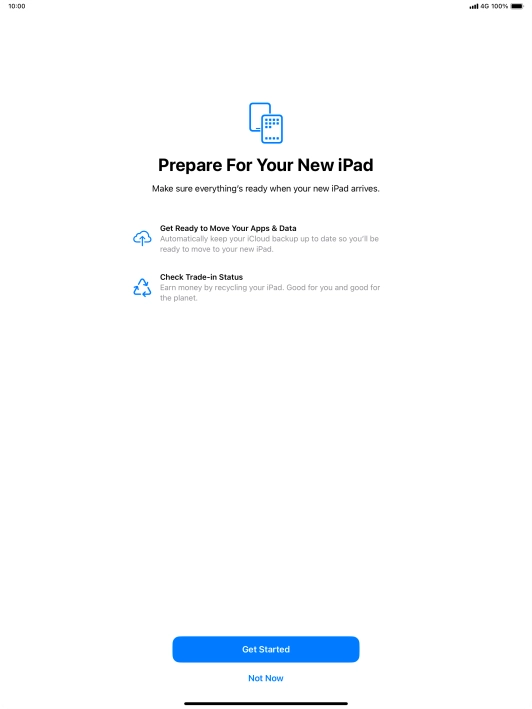 Press Get Started and follow the instructions on the screen to select the required settings and back up the tablet memory to iCloud. Once you've received your new iPad, you'll be able to restore the content of the iCloud backup. Press Get Started and follow the instructions on the screen to select the required settings and back up the tablet memory to iCloud. Once you've received your new iPad, you'll be able to restore the content of the iCloud backup.