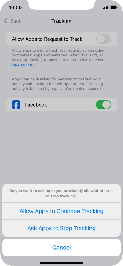 If you turn off the function, press the required setting.