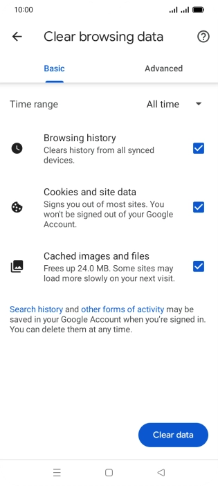 Press the fields next to the required data types.