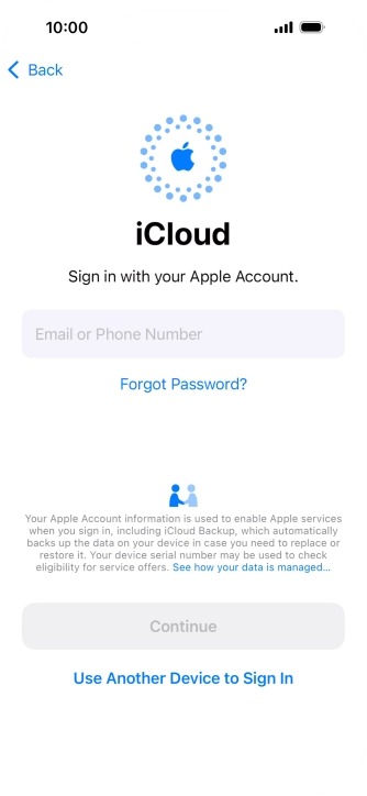 Press Email or Phone Number and key in the username for your Apple ID.