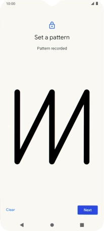 Slide your finger across the screen to connect at least four points and press Next. Slide your finger across the screen to connect at least four points and press Next.