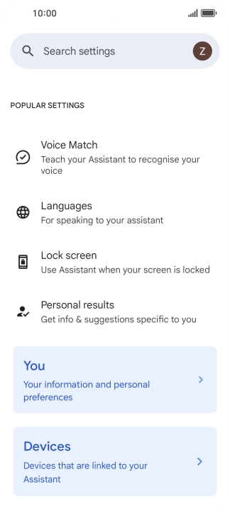 Press Voice Match and follow the instructions on the screen to turn automatic activation of Google Assistant on or off.