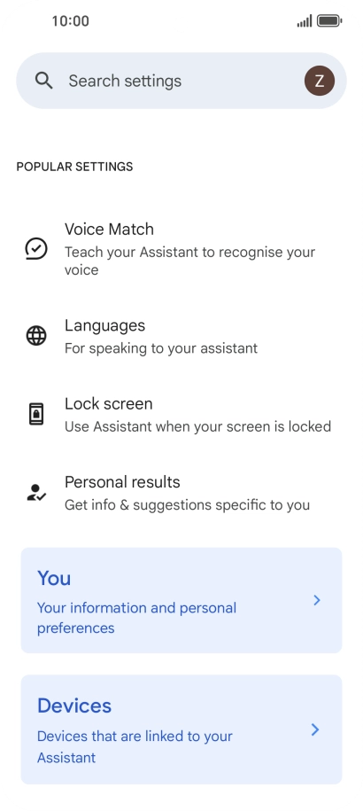 Press Voice Match and follow the instructions on the screen to turn automatic activation of Google Assistant on or off.
