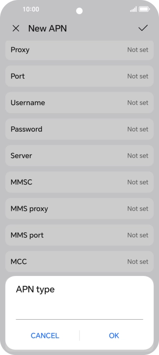 Key in default and press OK.