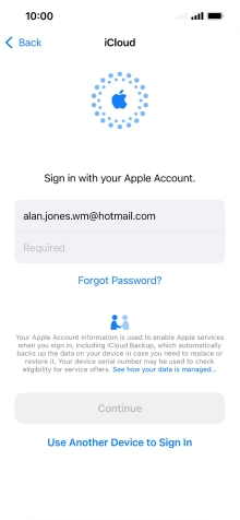 Press Required and key in the password for your Apple ID.