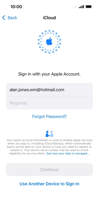 Press Required and key in the password for your Apple ID.