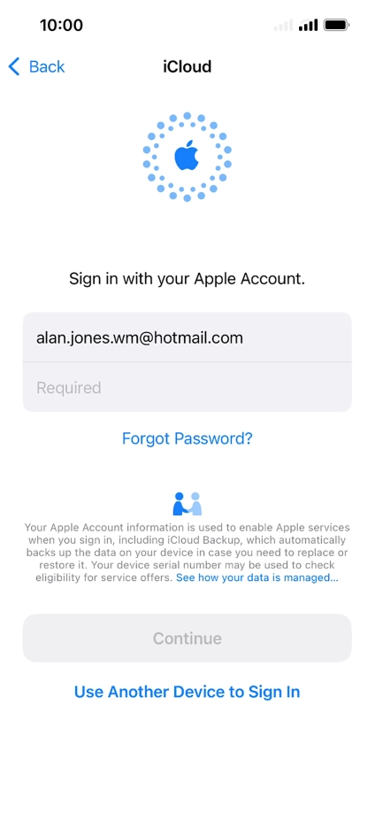 Press Required and key in the password for your Apple ID.
