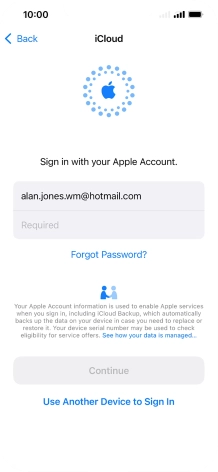 Press Required and key in the password for your Apple ID. Press Required and key in the password for your Apple ID.