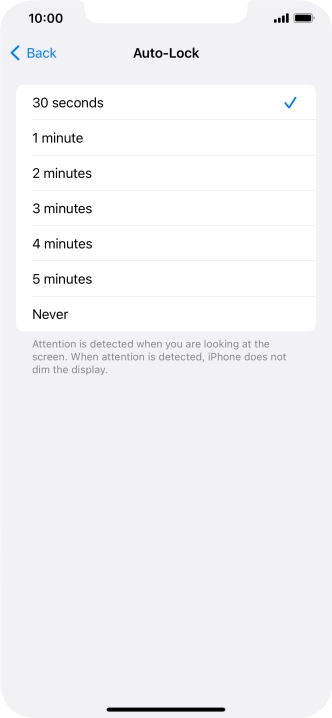 Press the required setting.