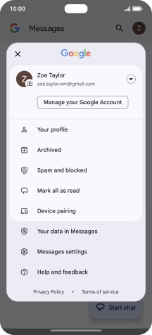 Press Messages settings.