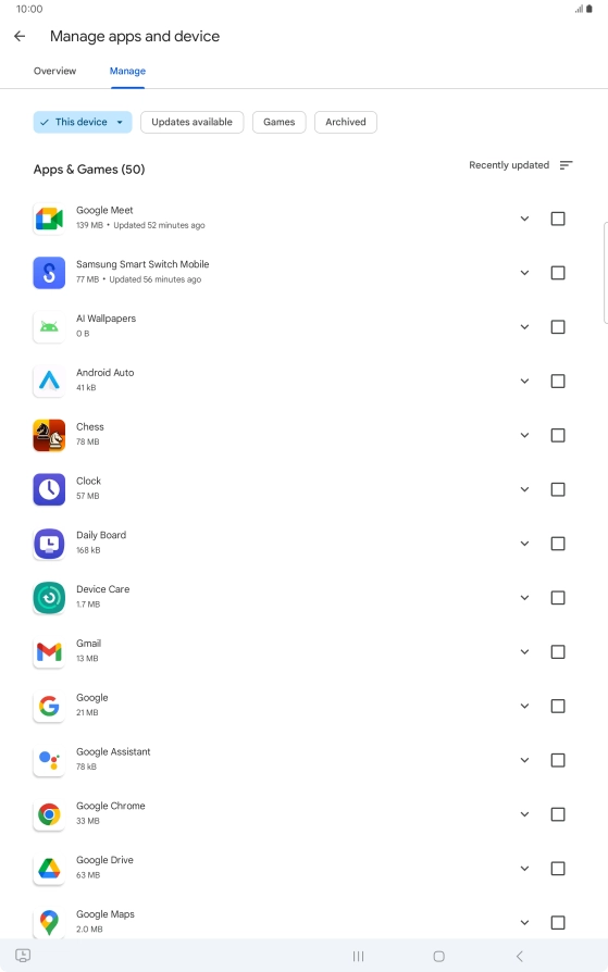 Press the required app. Press the required app.