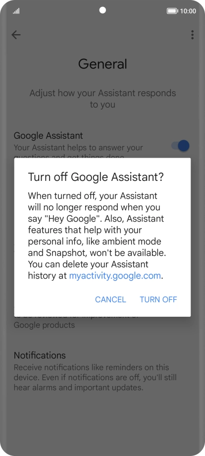 If you turn off the function, press TURN OFF.