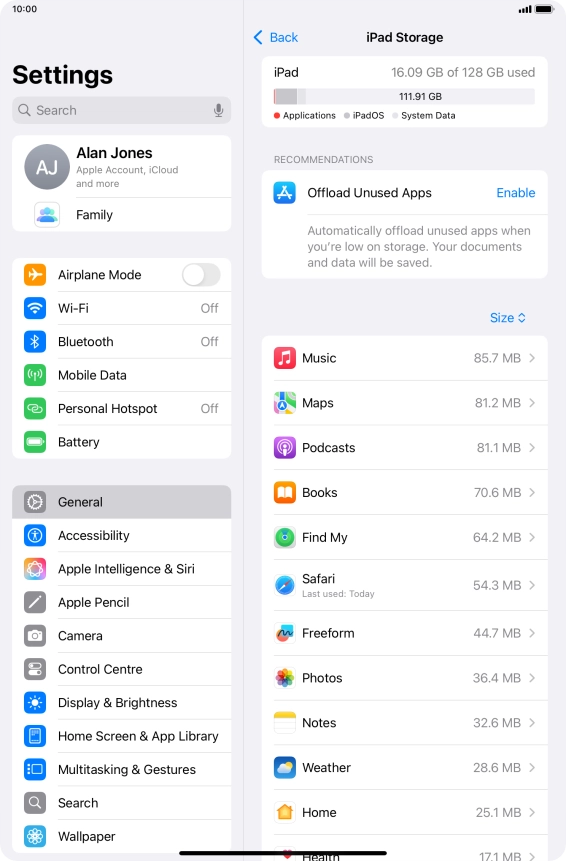 Press the required app.