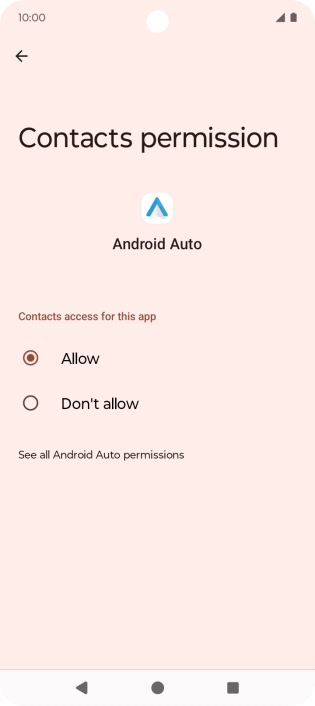 Press the required setting.