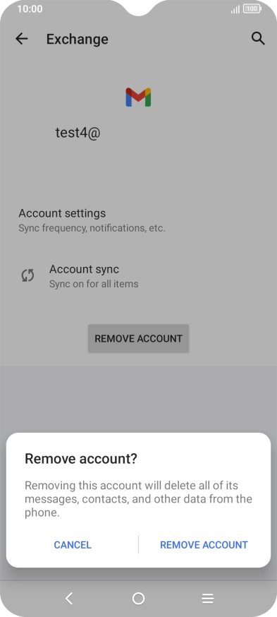 Press REMOVE ACCOUNT. Press REMOVE ACCOUNT.