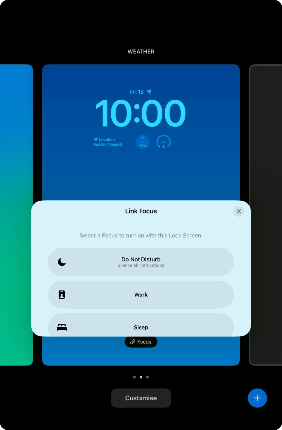 Press the required focus mode.