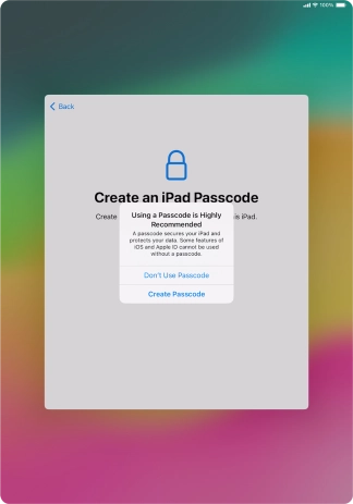 If you turn off the function, press Don't Use Passcode.