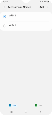 Press the field next to the data connection to activate it.