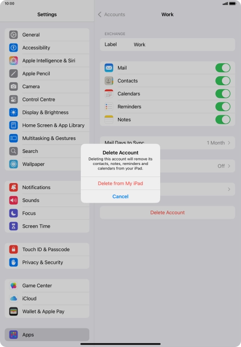 Press Delete from My iPad.