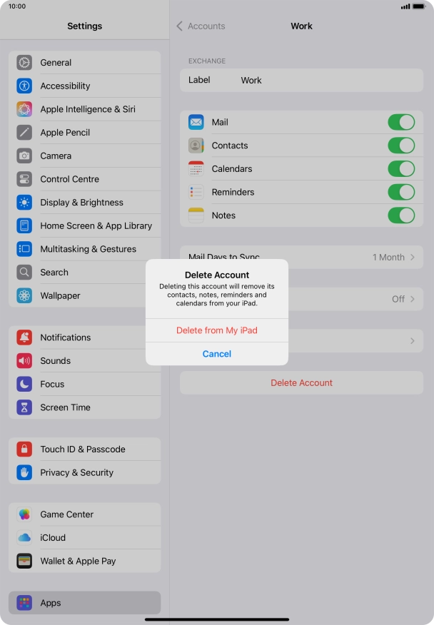 Press Delete from My iPad.