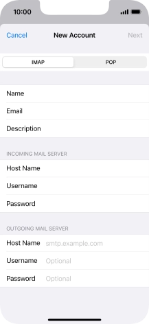 Press Host Name and key in the name of your email provider's outgoing server.