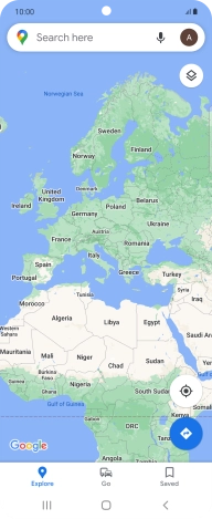 Press the search field and key in the required destination.