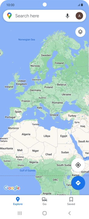 Press the search field and key in the required destination.