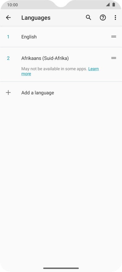 To select the new language as the default language, press the move icon next to the required language and drag it to the top of the list.