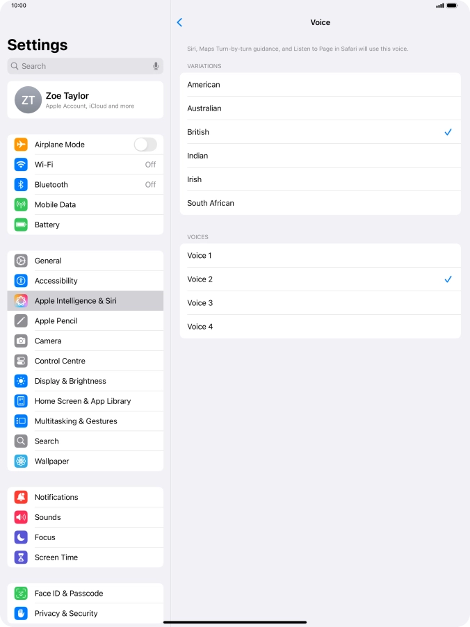 Press the required accent.