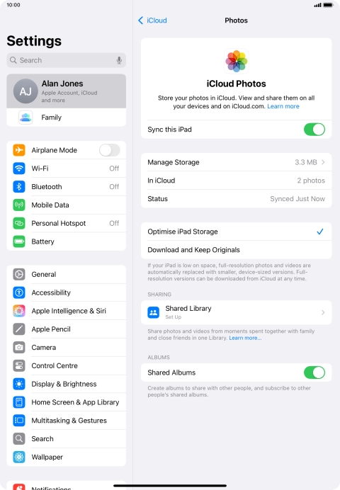Press the indicator next to 