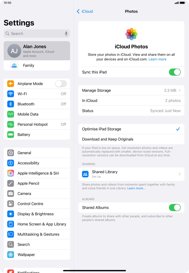 Press the indicator next to 