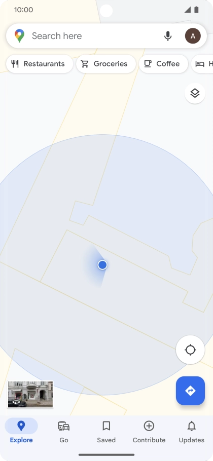 Press the search field and key in the required destination.