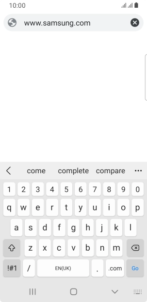 Key in the address of the required web page and press Go.