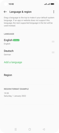 To select the new language as the default language later, press the move icon next to the required language and drag it to the top of the list.