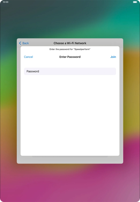 Key in the password for the Wi-Fi network and press Join.