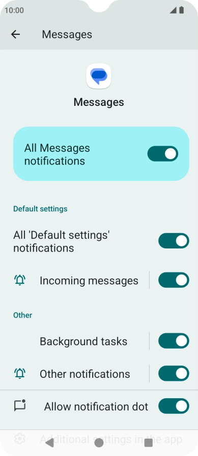 Press the indicator next to 