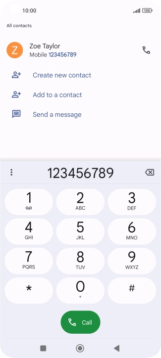 Key in the required number and press the call icon.