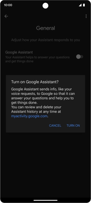 If you turn on the function, press TURN ON.