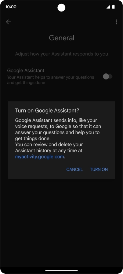 If you turn on the function, press TURN ON.