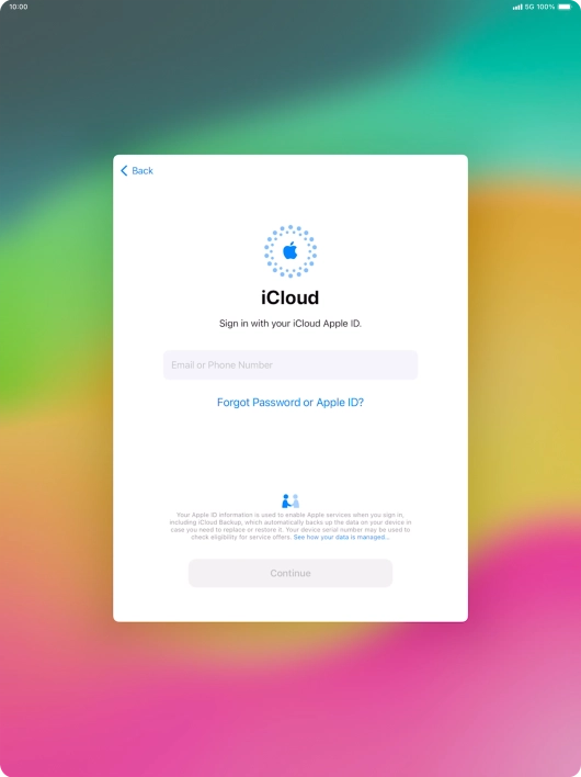 Press Email or Phone Number and key in the username for your Apple ID.