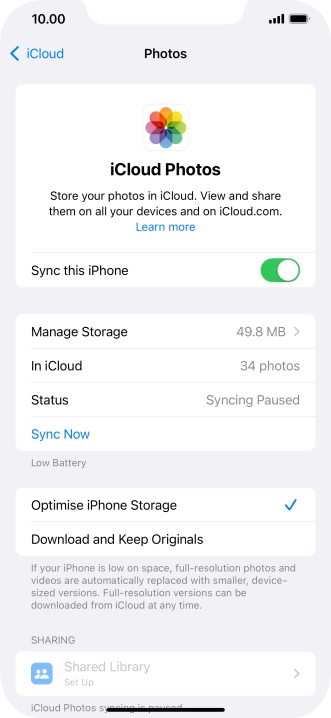 Press the indicator next to 