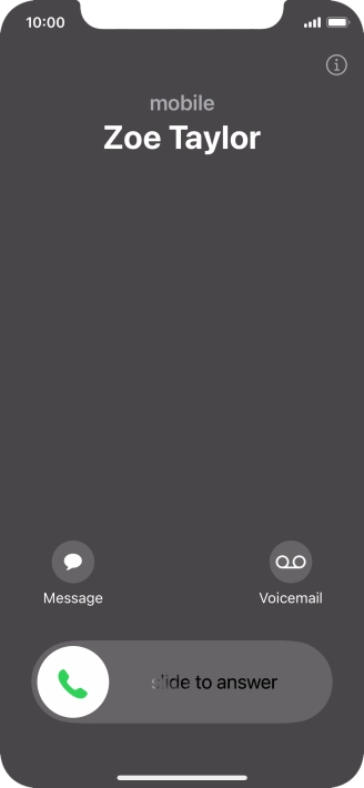 Press and drag the accept call icon right. Press and drag the accept call icon right.