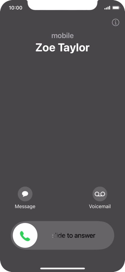 Press and drag the accept call icon right. Press and drag the accept call icon right.